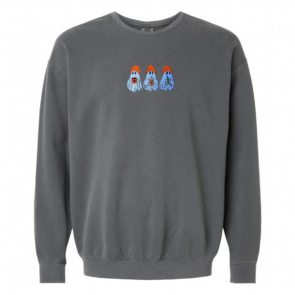 adult-3-ghost-embroidery-comfort-colors-crewneck-pepper-heavyweight-Little Joy Co. at Sophia's Style-1